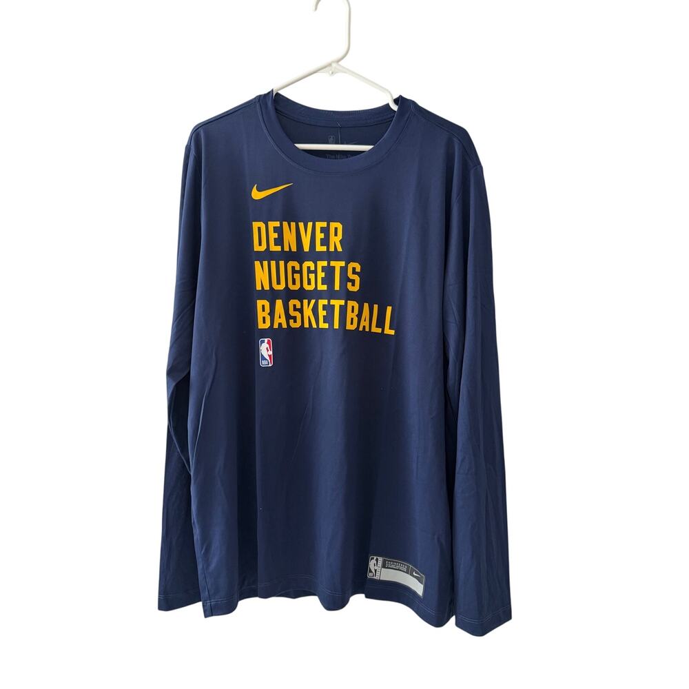 Denver Nuggets NBA Basketball Nike Dri Fit Long Sleeve Engineered Men's L NWT